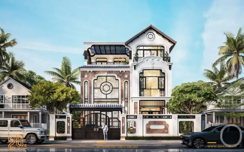 Biệt thự 3 tầng phong cách Indochine hiện đại 