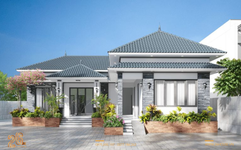 Mẫu nhà mái Nhật chữ L - Tối ưu diện tích lô đất 