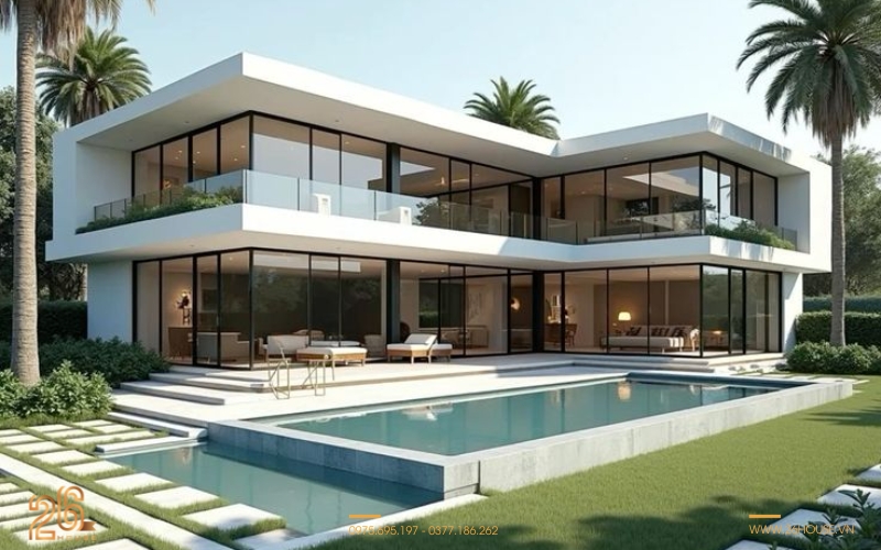 Biệt thự tối giản với hồ bơi tràn góc nhìn mới về villa là gì