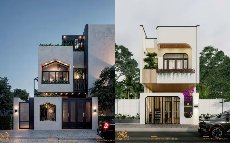 Mẫu nhà ống 2 tầng đẹp hiện đại 