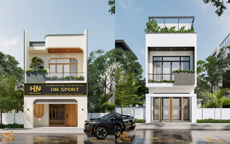 Mẫu nhà ống 2 tầng đẹp kết hợp kinh doanh 