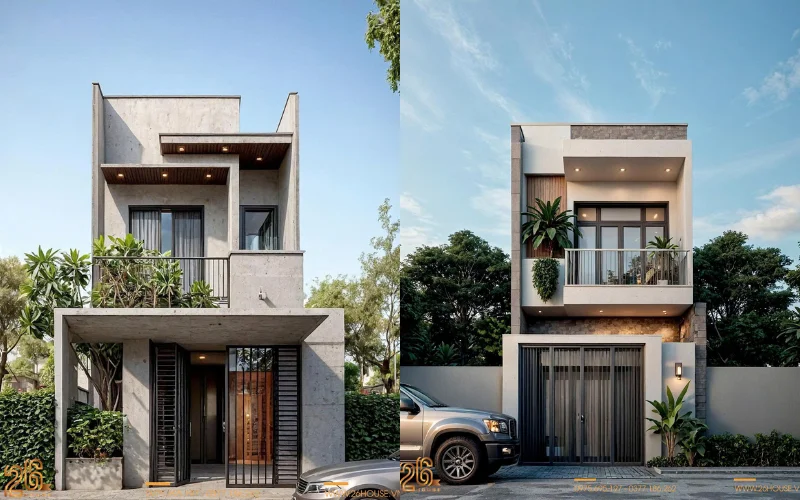 Thiết kế tối giản - xu hướng dẫn đầu trong mẫu mặt tiền nhà ống 2 tầng hiện đại 