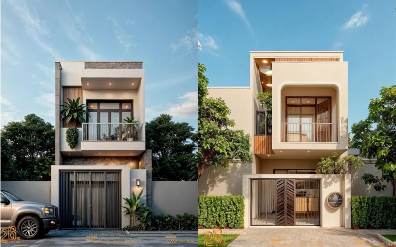 Mẫu mặt tiền nhà ống 2 tầng hiện đại 4m - giải pháp thông minh cho không gian nhỏ 