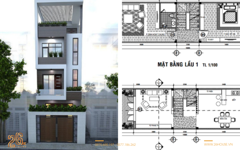 Mẫu thiết kế nhà 4 tầng tại Đà Nẵng sang trọng