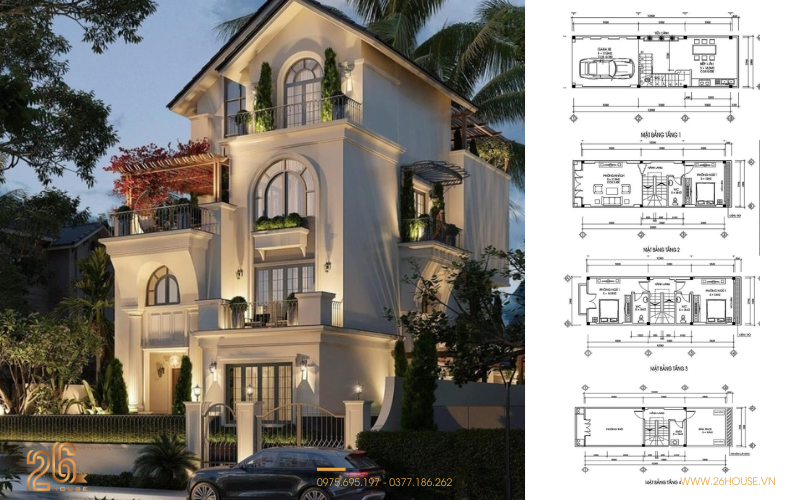 Mẫu thiết kế nhà biệt thự 4 tầng tại Đà Nẵng
