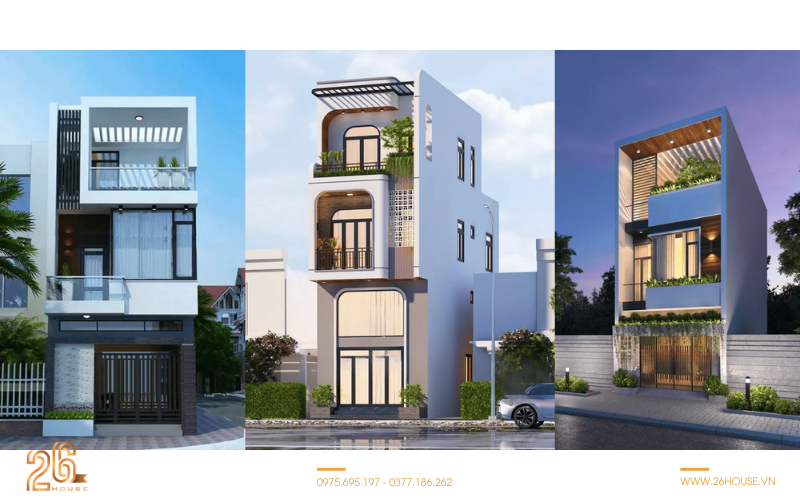 Phong cách hiện đại tối giản trong mẫu nhà 3 tầng đẹp ở nông thôn