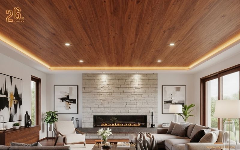 Mẫu thi công trần Conwood phẳng hiện đại
