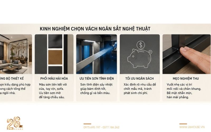 Kinh nghiệm chọn vách ngăn phòng khách bằng sắt hộp