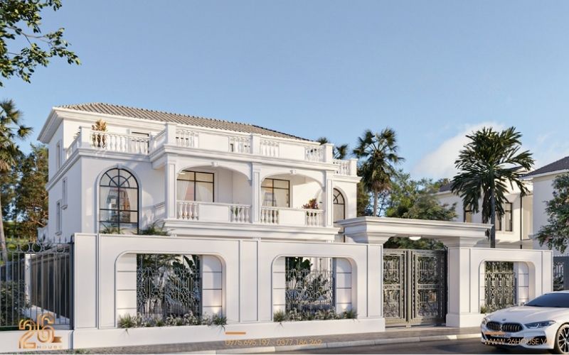 Top các mẫu hàng rào biệt thự sân vườn đẹp nổi bật nhất 2026 27 Hàng rào biệt thự sân vườn phong cách châu Âu