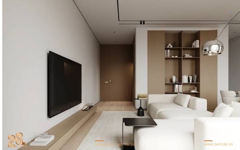 Phòng khách đẹp hiện đại đơn giản tối ưu với nội thất gọn gàng, dễ di chuyển