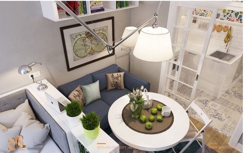 Mẫu phòng khách đẹp hiện đại đơn giản 10m2