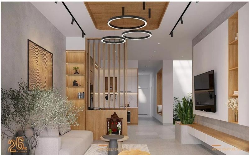 Mẫu phòng khách đẹp hiện đại đơn giản với nhà cấp 4 tiện nghi